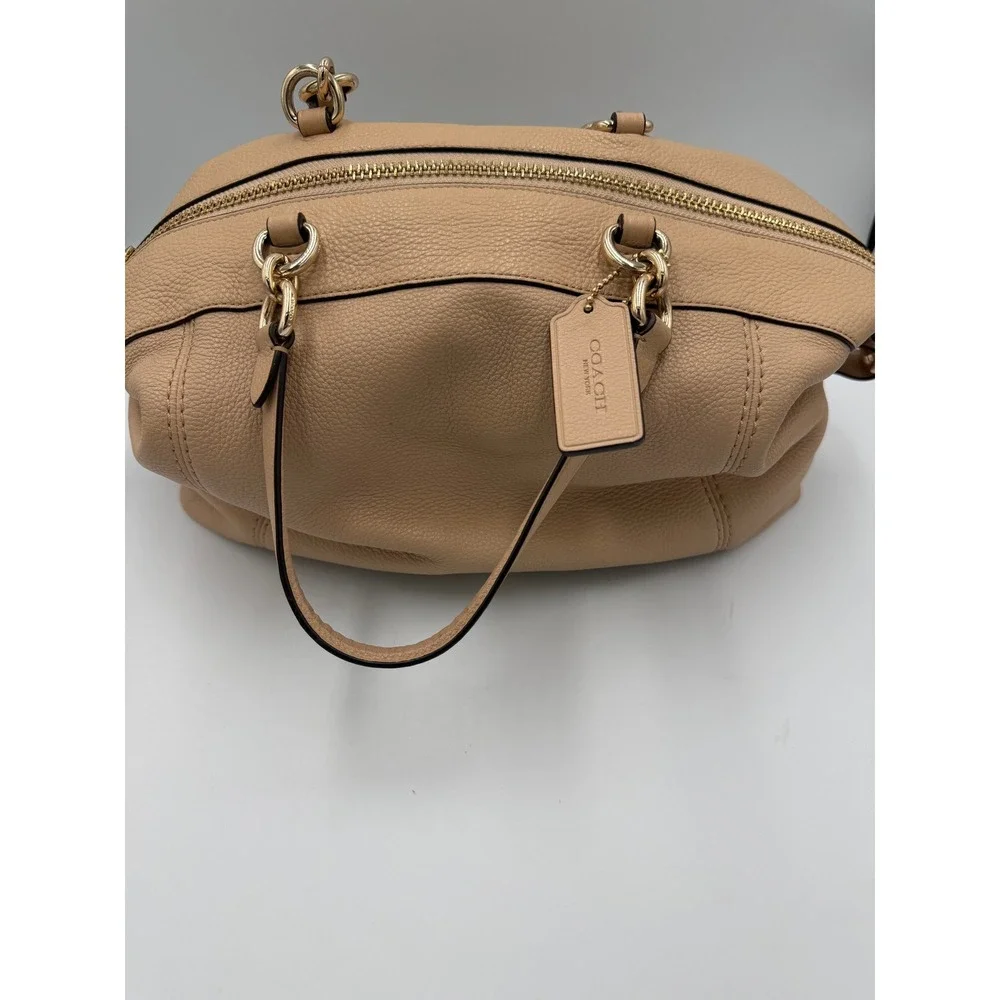 Coach Lenox Satchel F59325 Beechwood Pebble Leather Gold Hardware Handbag